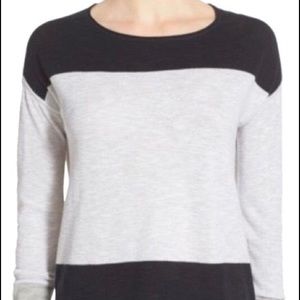 Vince Iceberg Knit Panel Colorblock Gray Navy Sweater - Size S
